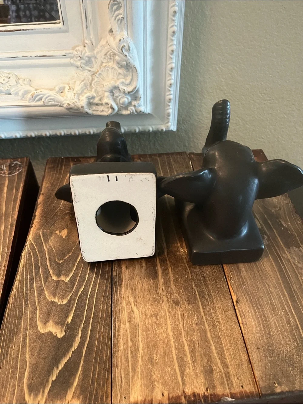Matte Black Elephant Head Wall Decor Set - Pair